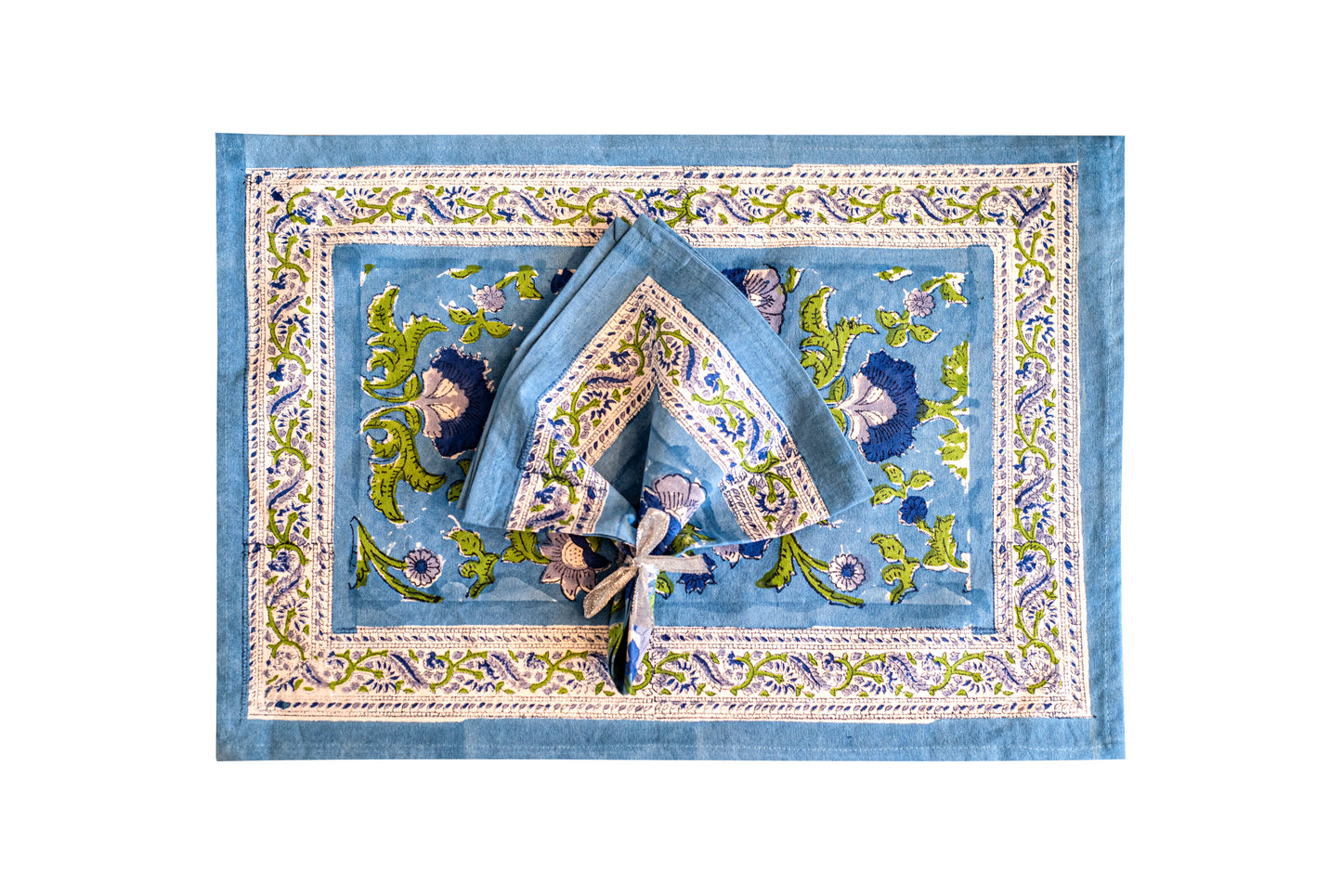 Blue Carnation Mats + napkins