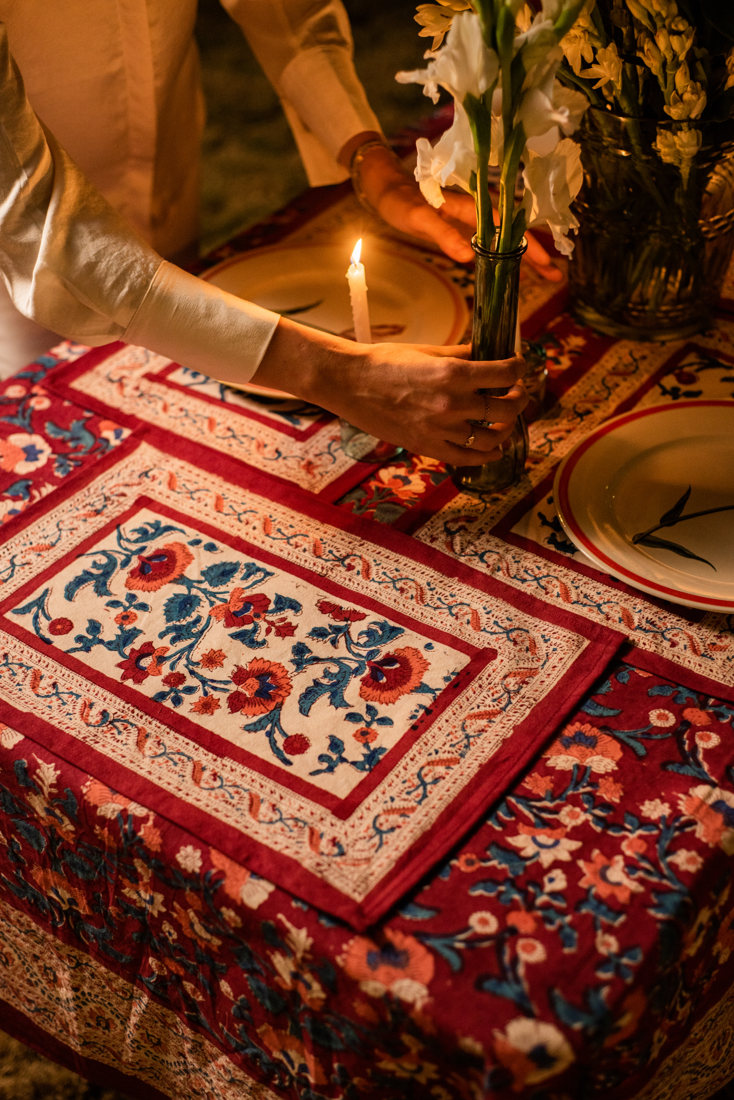 Purple Carnation Mats + napkins